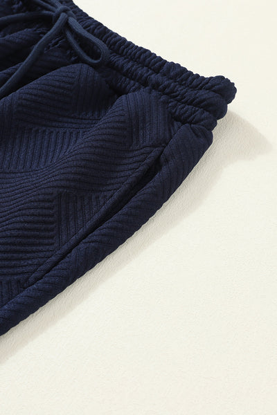 Women's Navy Blue Ultra Loose Textured 2-Piece Slouchy Set for Effortless Comfy Casual Wear