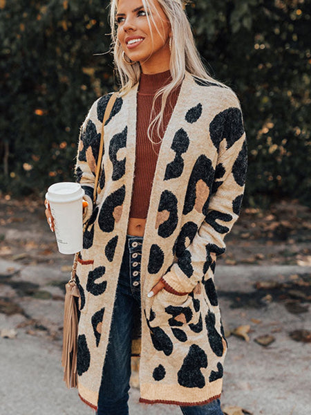Leopard Print Knit Midi Cardigan
