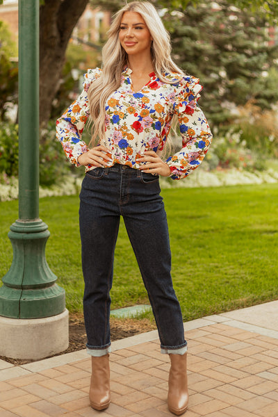 Elegant Women's Floral Long Sleeve Blouse - Lightweight, Casual Fit Perfect for Spring and Summer Style