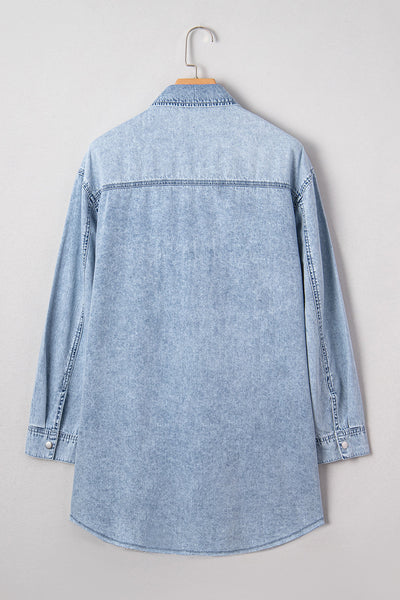 Stylish Women's Blue Denim Shirt Dress with Adjustable Belt for a Flattering Everyday Fit and Effortless Style