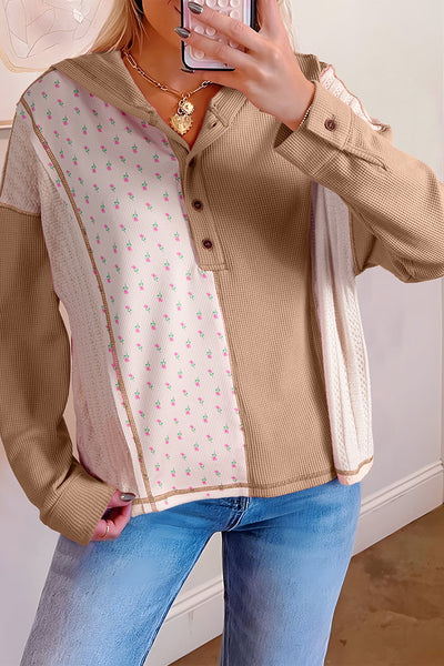 Cozy Women's Boho Floral Patchwork Hoodie | Stylish Casual Wear for Effortless Everyday Fashion