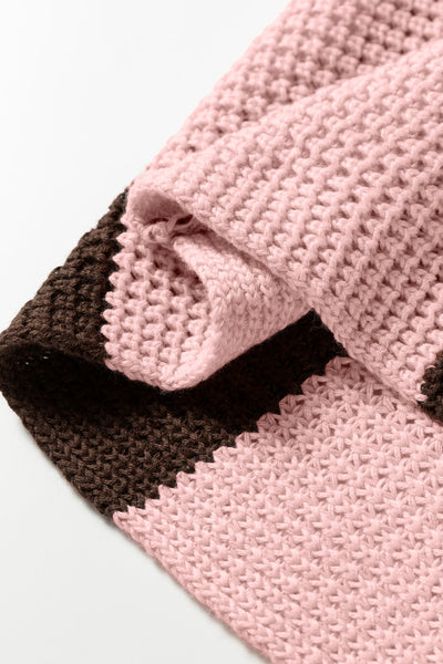 Women's Vertical Stripe Cotton-Blend Thermal Sweater in Chocolate