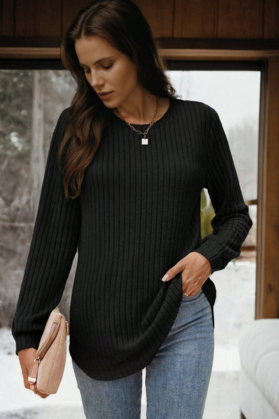 Stylish Women's Black Long Sleeve Top - Comfortable, Versatile Fit for Effortless Everyday Fashion