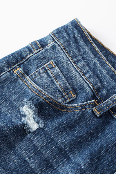 Retro Rolled Hem Single-Breasted Closure Straight Loose Casual Jeans