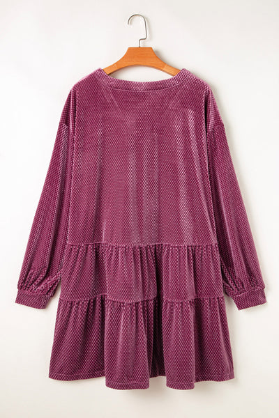 Plus Size Burgundy Velvet Dress for Women - Elegant Party Wear with Flattering Fit and Comfortable Style