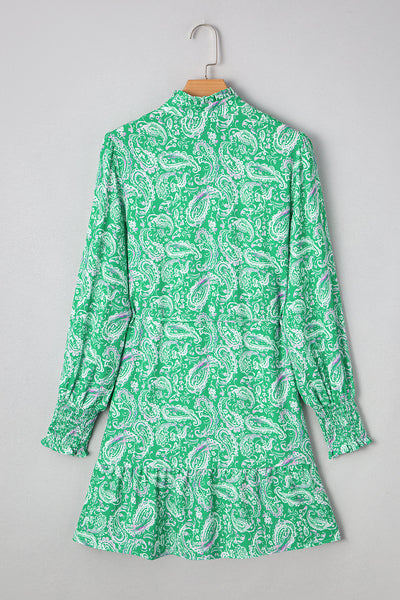 Trendy Women's Green Paisley Mini Dress - Flattering Fit for Summer Parties & Casual Outings, Perfect for Every Occasion