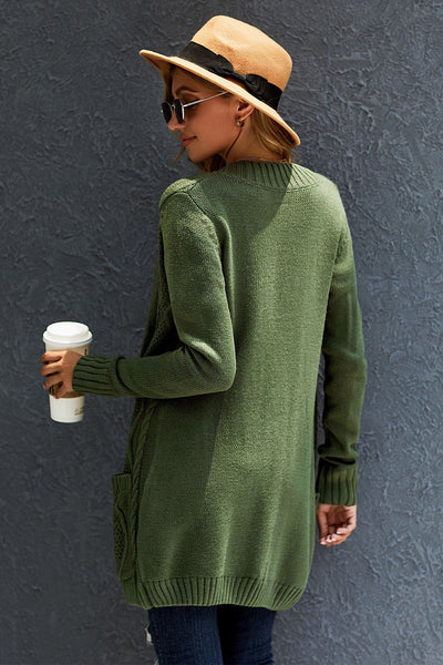 Cozy Women's Green Cardigan with Button Closure and Pockets  Stylish Layering Essential for Every Occasion