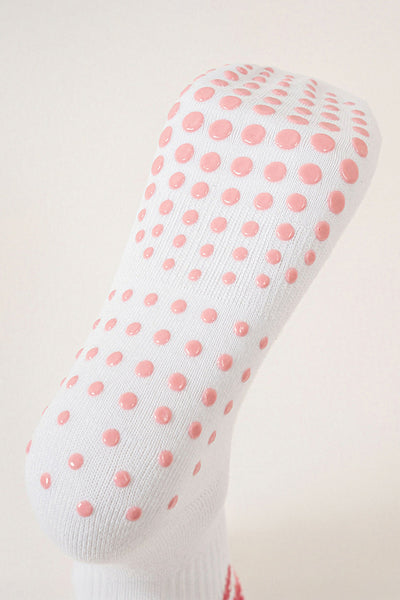 Women's Cotton-Polyester Bow Crew Socks with Non-Slip Grips