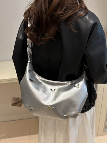 Butterfly Ruched Strap Shoulder Bag