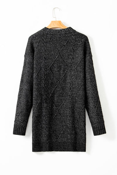 Stylish Women's Black Knit Dress - Comfortable Long Sleeve Casual or Evening Wear for Effortless Elegance