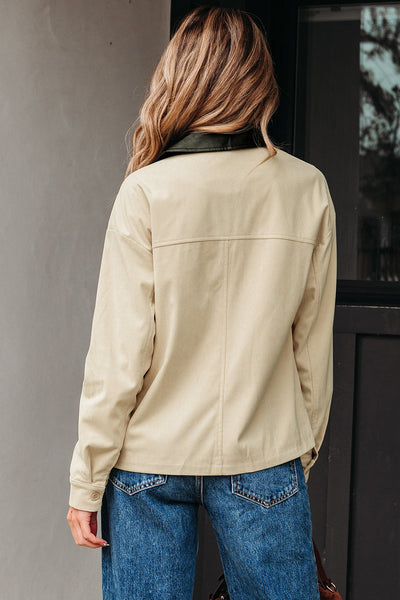 Stylish Women's Black Leather Collar Jacket - Fitted Fall Layering Essential with Chic Design and Comfort