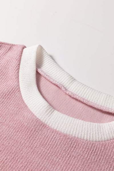 Cozy Light Pink Fitted Knit Sweater for Women - Stylish Top Ideal for Casual Outings and Everyday Comfort