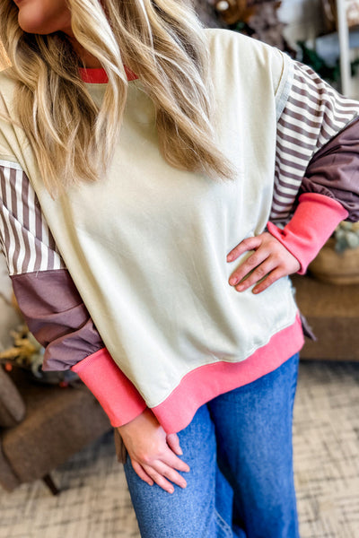 Women's Color Block Dolman Sweatshirt with Side Slits