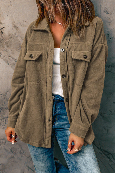 Women's Classic Casual Button-Up Jacket with Turn-Down Collar - Versatile Layering Essential for All Seasons