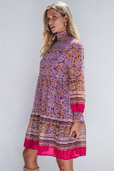 Elegant Floral Puff Sleeve Dress for Women - Comfortable Summer Style, Ideal for Parties and Casual Outings