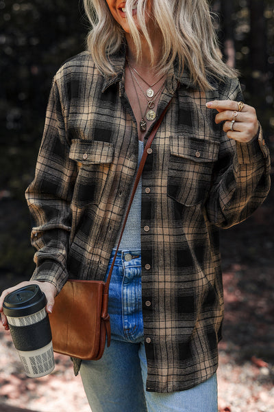 Soft Taupe Oversized Women's Brushed Shacket for Cozy Casual Layering - Perfect for Chic Everyday Style