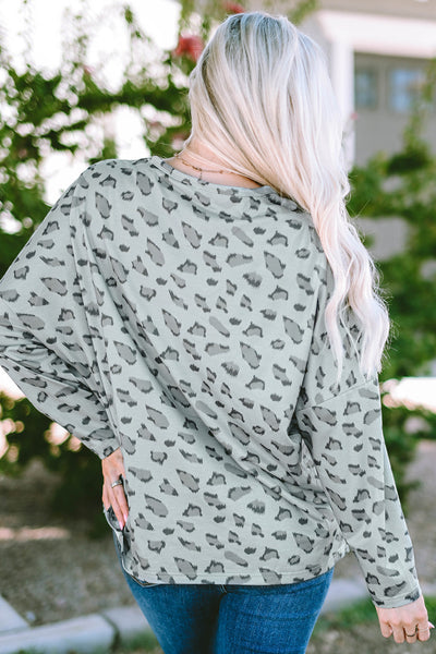 Casual Chic Women's Leopard Print Long Sleeve Top with Stitching - Relaxed Fit for Effortless Everyday Style