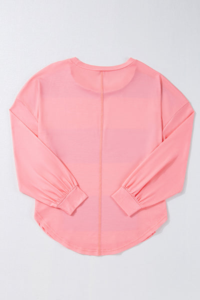 Women's Casual Light Blue Colorblock Striped Top - Chic Loose Fit Drop Shoulder Design for Everyday Comfort