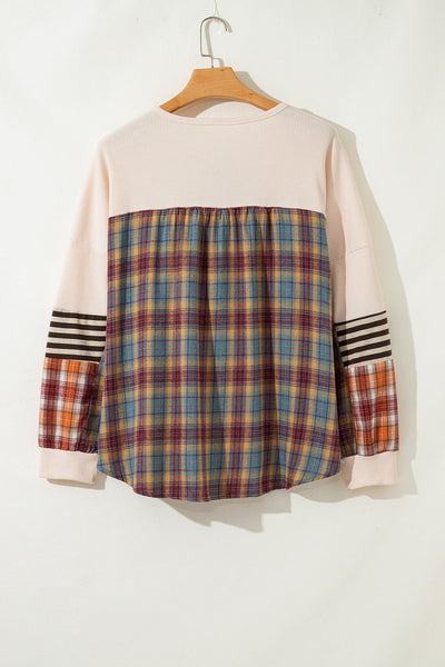 Plus Size Women's Cozy Heather Grey Waffle Knit Top - Relaxed Fit, Long Sleeve, Ideal for Layering and Comfort
