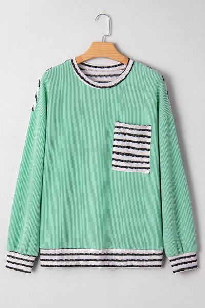 Women's Vibrant Women's Long Sleeve Patchwork Top - Stylish, Comfortable Fit for Casual Everyday Wear
