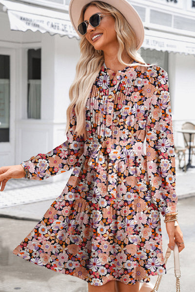 Vibrant Floral Mini Dress for Women - Flattering Summer Style with Chic Design and Comfortable Fit