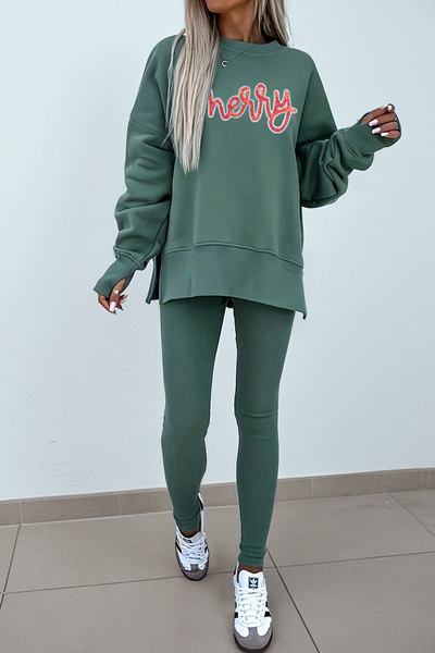 Women's Merry Sequin Graphic Sweatshirt and Leggings Set with practical styling and dependable silhouette control.