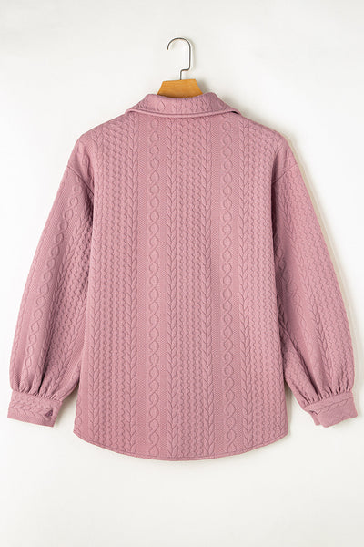 Women's Sepia Rose Cable Knit Button-Down Shacket