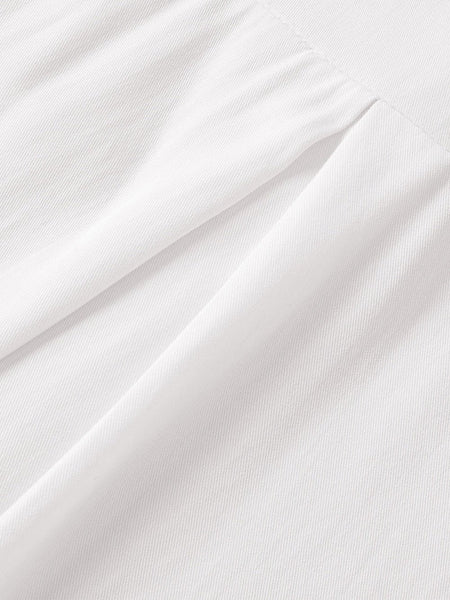 Rolled Sleeve White Shift Shirt with Chest Pocket