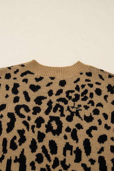 Women's Ribbed Leopard Print Sweater with Drop Shoulders made for easy styling and wardrobe coordination, with premium-like structure and finish.