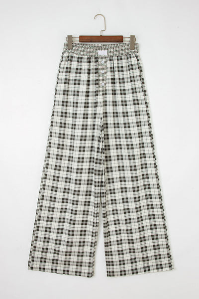 Trendy Women's Plaid Wide Leg Pants in Vibrant Colors - Flattering Fit for Chic Casual & Office Style