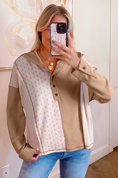 Cozy Women's Boho Floral Patchwork Hoodie | Stylish Casual Wear for Effortless Everyday Fashion
