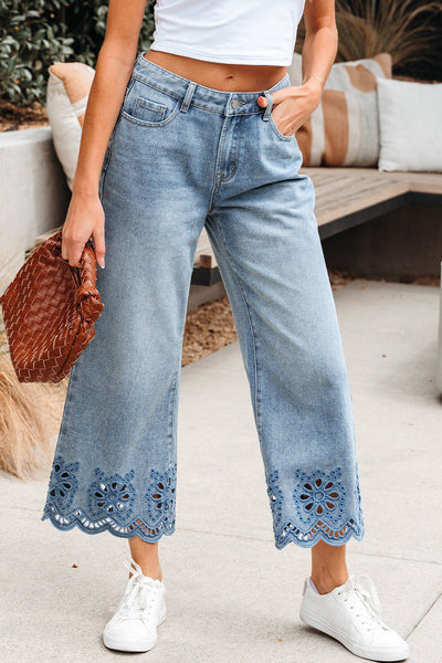 Chic High-Waisted Wide Leg Jeans for Women in Classic Blue - Comfortable Fit for Effortless Style and Everyday Wear