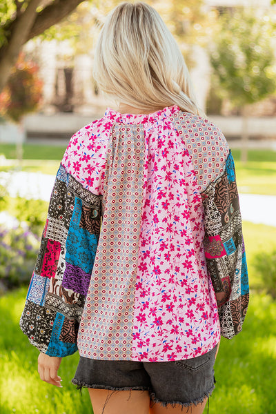 Women's Lightweight Floral Print Blouse - Stylish & Comfortable Top for Spring/Summer Casual Outfits