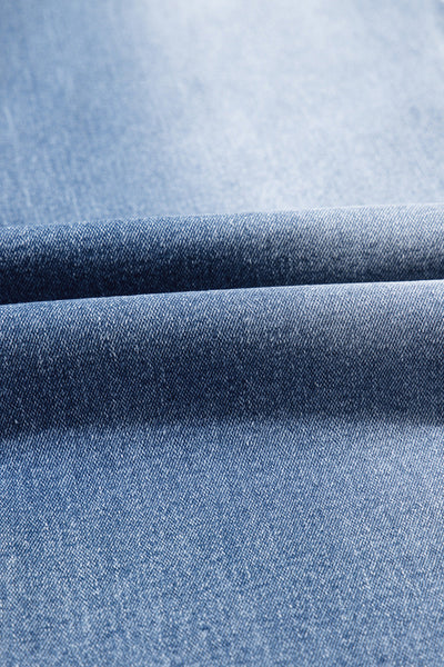 Beau Blue Women's Vintage Flared Jeans in Chic Raw Hem with Unique Stitching for Effortless Casual Style
