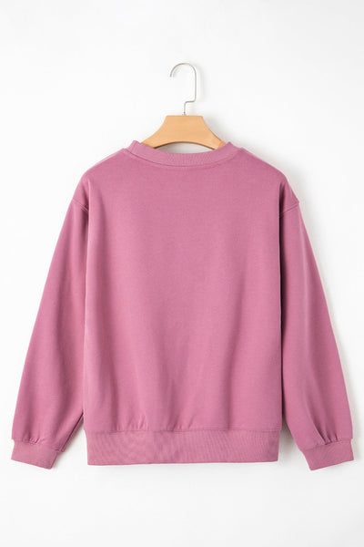 Cozy Women's Meadow Mauve Fleece-Lined Sweatshirt - Relaxed Drop Shoulder Terry Top for Casual Chic Comfort