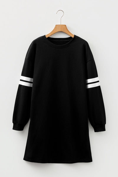 cozy women's black sweatshirt dress - long sleeve, relaxed fit for effortless casual style and everyday comfort with practical styling and dependable