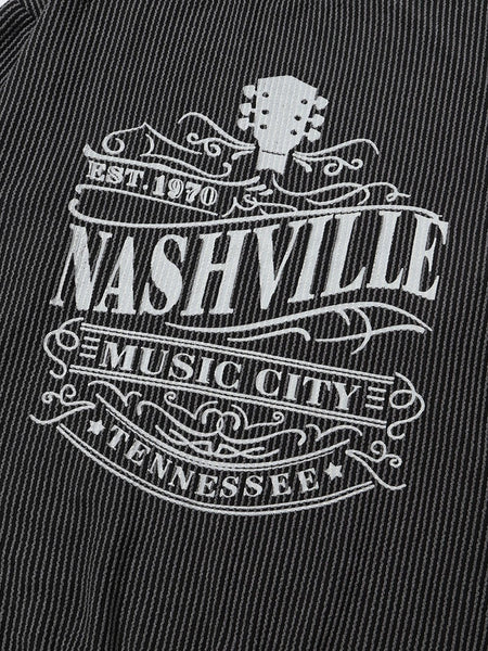 NASHVILLE MUSIC CITY Black Corded Graphic Pullover Sweatshirt
