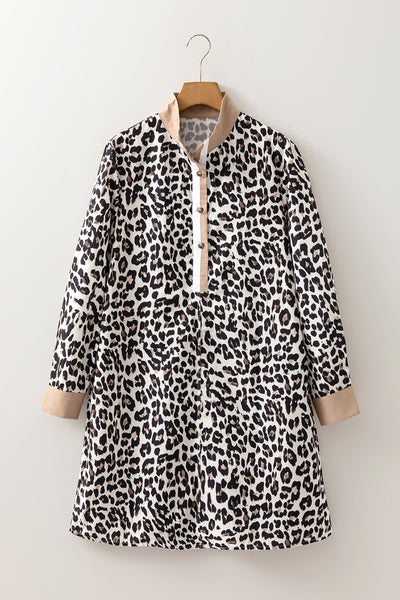 Chic Women's Leopard Print Mini Dress - Flattering Fit for Casual Outings & Parties, Trendy and Eye-Catching Style