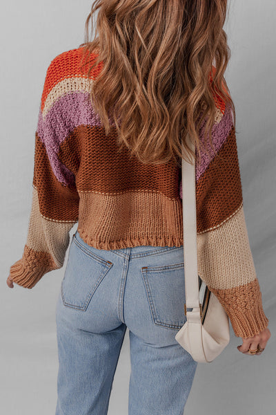 Vibrant Women's Colorblock Sweater - Cozy Knit, Stylish Fit for Casual Outings and Everyday Comfort