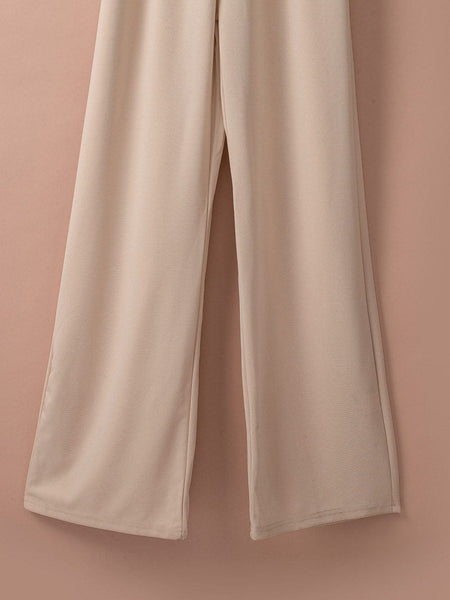 Elegant Apricot Wide Leg Jumpsuit with Knot Detail