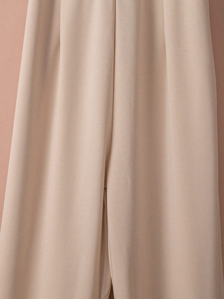 Elegant Apricot Wide Leg Jumpsuit with Knot Detail