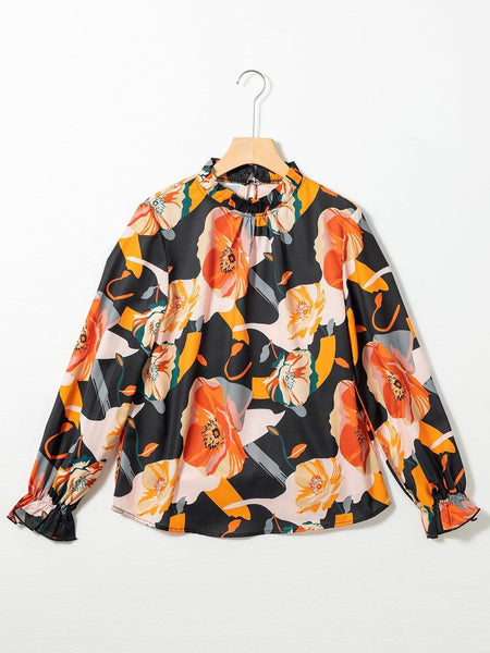 Stylish Floral Mock Neck Blouse with practical styling and dependable silhouette control.