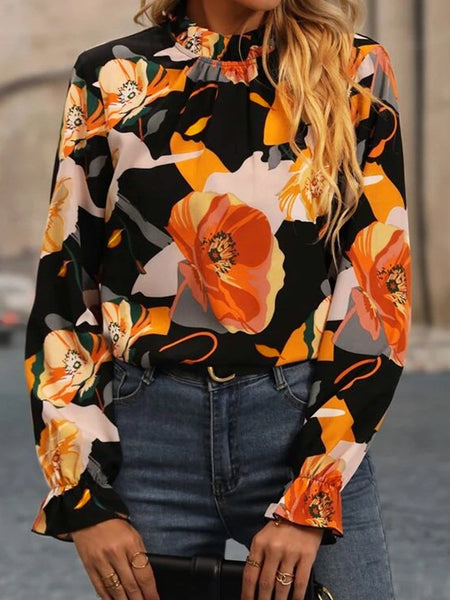 Stylish Floral Mock Neck Blouse with practical styling and dependable silhouette control.