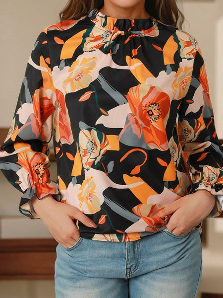 Stylish Floral Mock Neck Blouse with practical styling and dependable silhouette control.