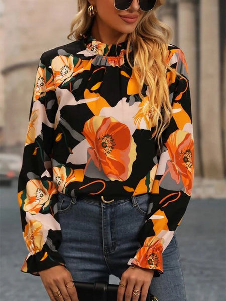 Stylish Floral Mock Neck Blouse with practical styling and dependable silhouette control.