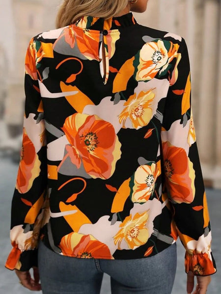 Stylish Floral Mock Neck Blouse with practical styling and dependable silhouette control.