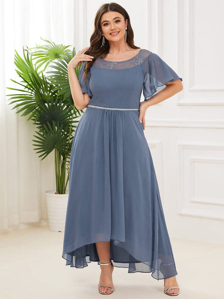 Elegant Boat Neck A-Line Midi Dress for Plus Size Women