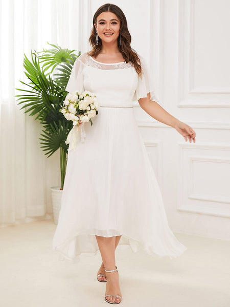Elegant Boat Neck A-Line Midi Dress for Plus Size Women