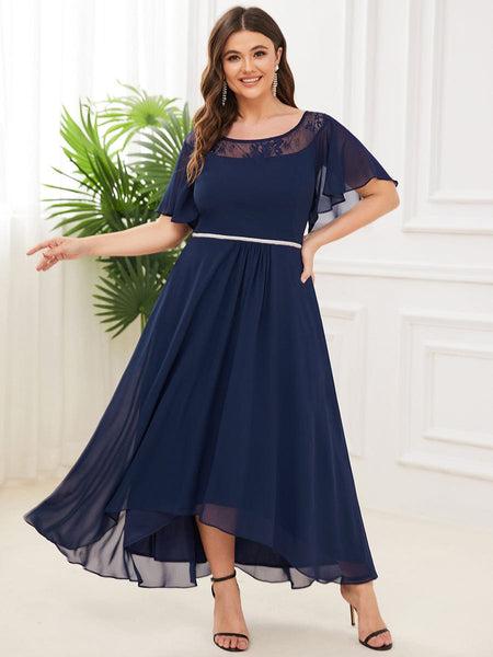 Elegant Boat Neck A-Line Midi Dress for Plus Size Women