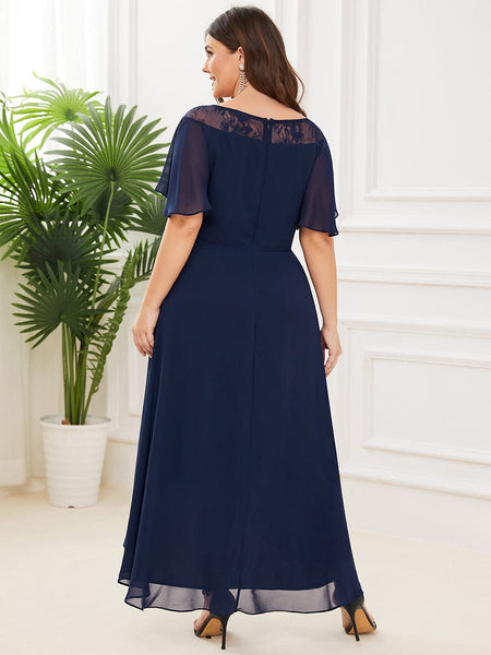 Elegant Boat Neck A-Line Midi Dress with Asymmetrical Hemlines